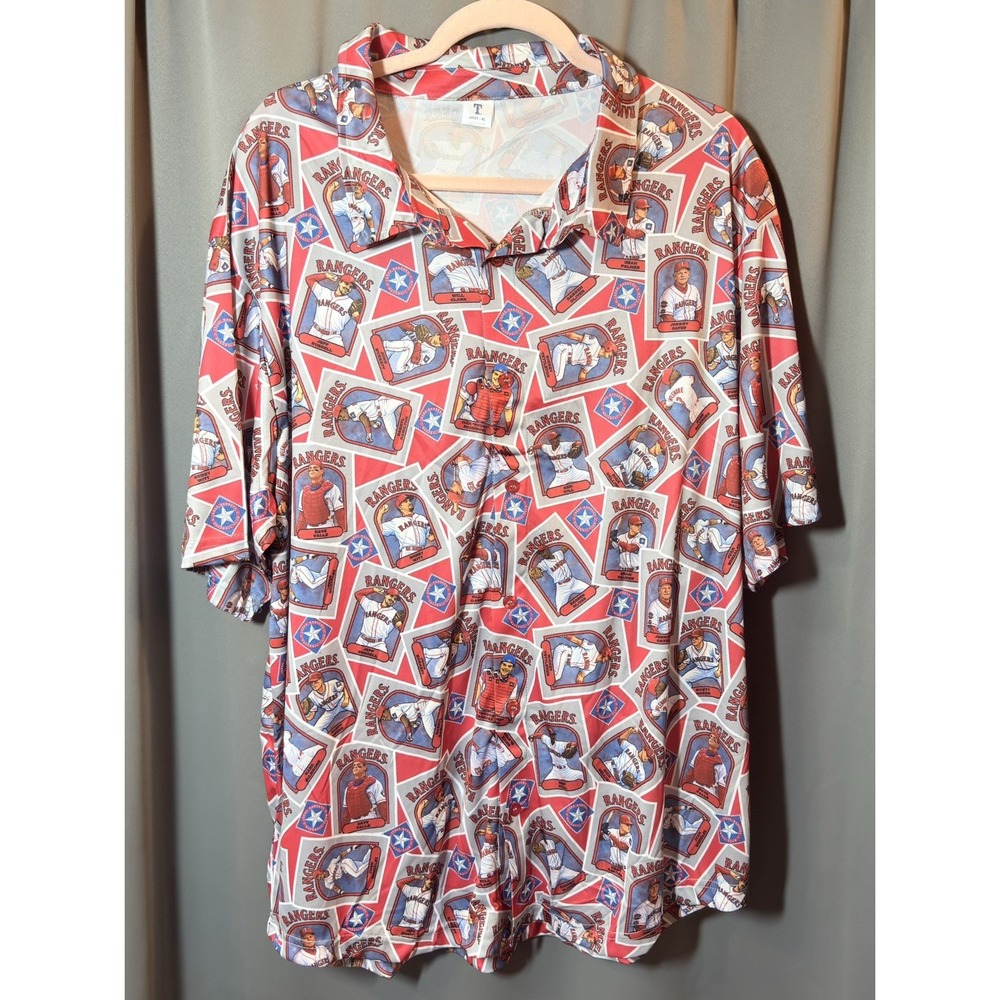 Texas Rangers 1996 Team Baseball Card Button-Down Shirt SGA 8/22 Size XL NWOT